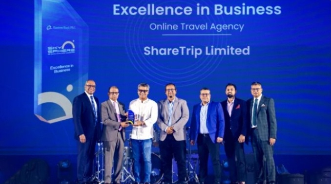 স্কাইস্পিয়ার ডিজিটাল এক্সিলেন্স অ্যাওয়ার্ডস ২০২৫: অনলাইন ট্রাভেল এজেন্সি ক্যাটাগরিতে শেয়ারট্রিপের স্বীকৃতি