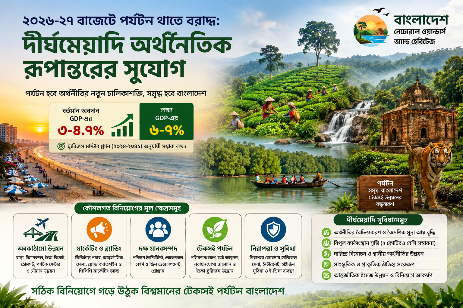 ২০২৬-২৭ বাজেটে পর্যটন খাতে বরাদ্দ: দীর্ঘমেয়াদি অর্থনৈতিক রূপান্তরের সুযোগ